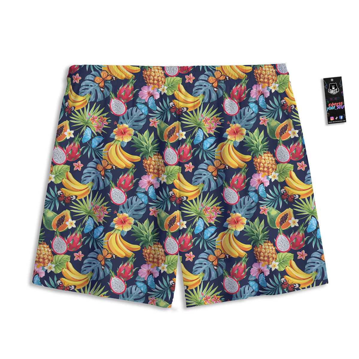 Fruits Hawaiian Tropical Print Pattern Mesh Shorts