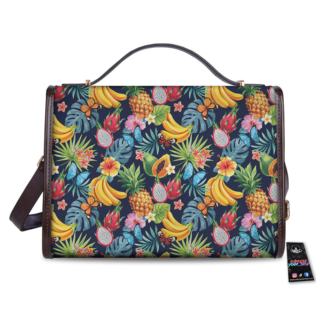Fruits Hawaiian Tropical Print Pattern Women's Satchel Bag-grizzshop