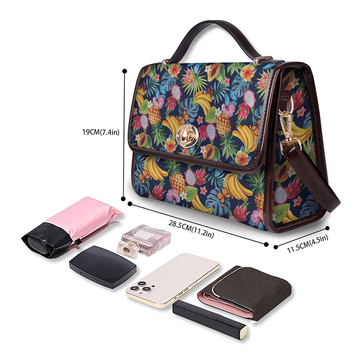 Fruits Hawaiian Tropical Print Pattern Women's Satchel Bag-grizzshop