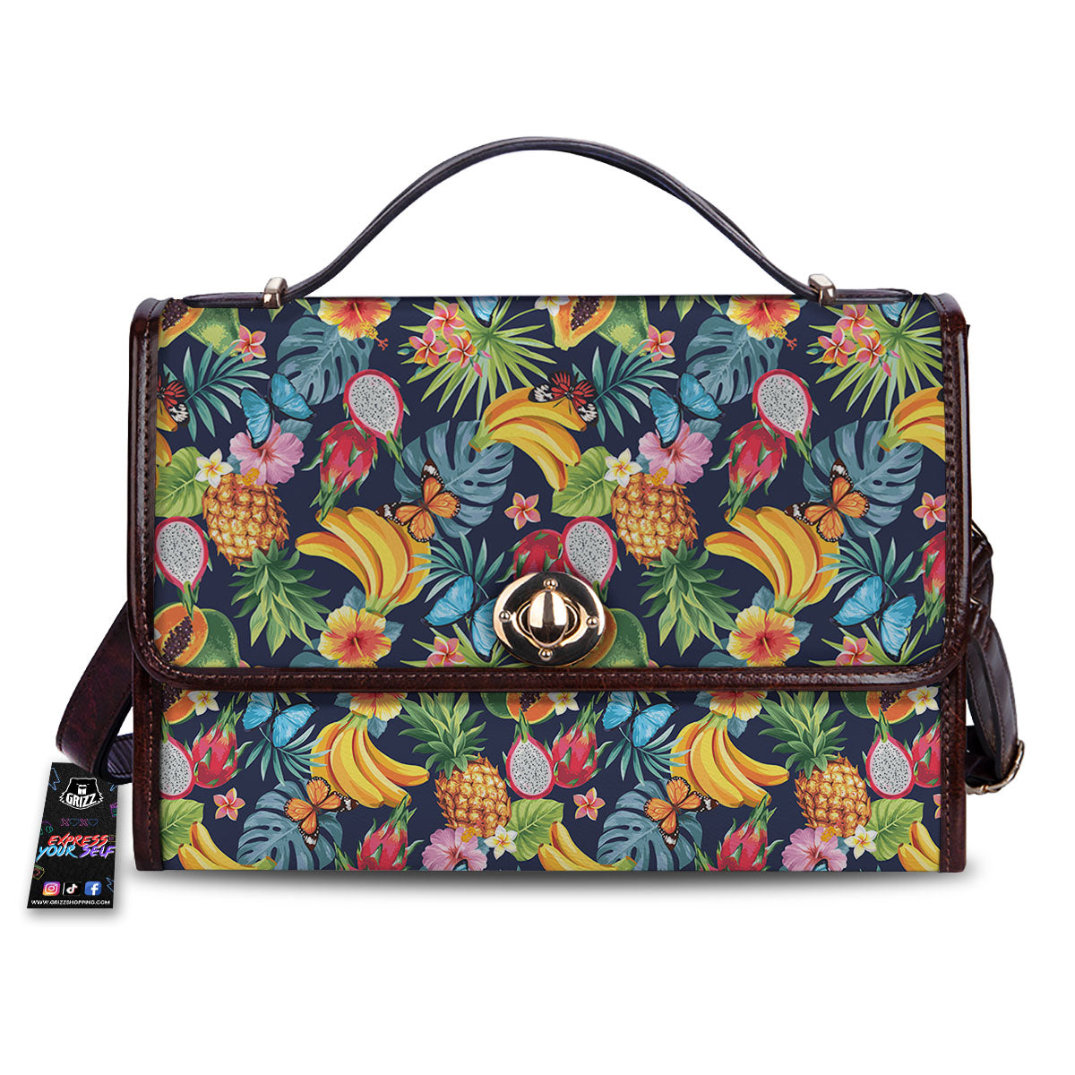 Fruits Hawaiian Tropical Print Pattern Women's Satchel Bag-grizzshop