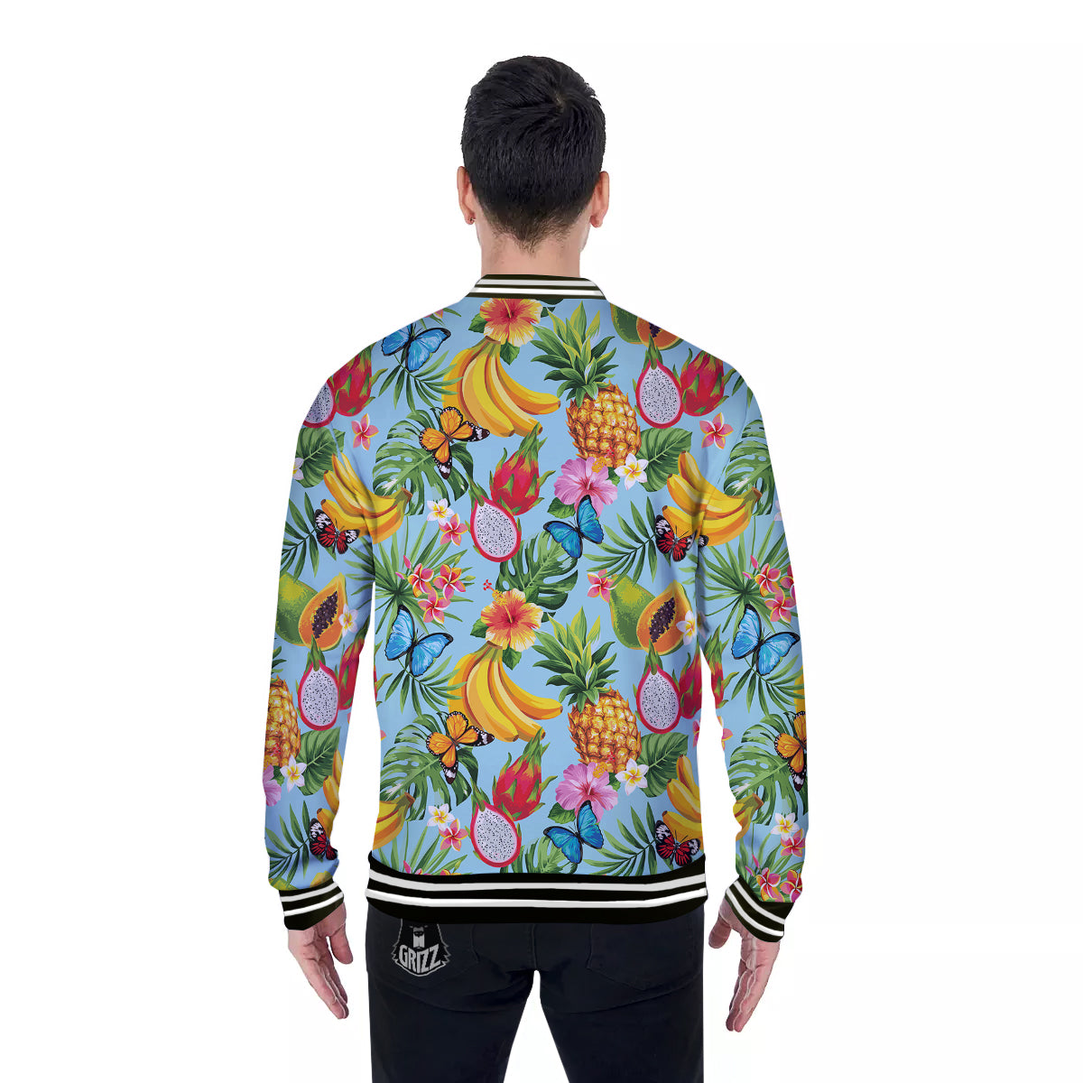 Fruits Jungle Tropical Print Pattern Baseball Jacket-grizzshop