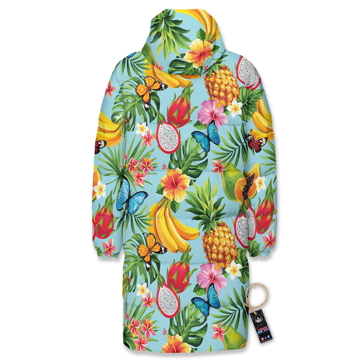 Fruits Jungle Tropical Print Pattern Long Down Jacket-grizzshop