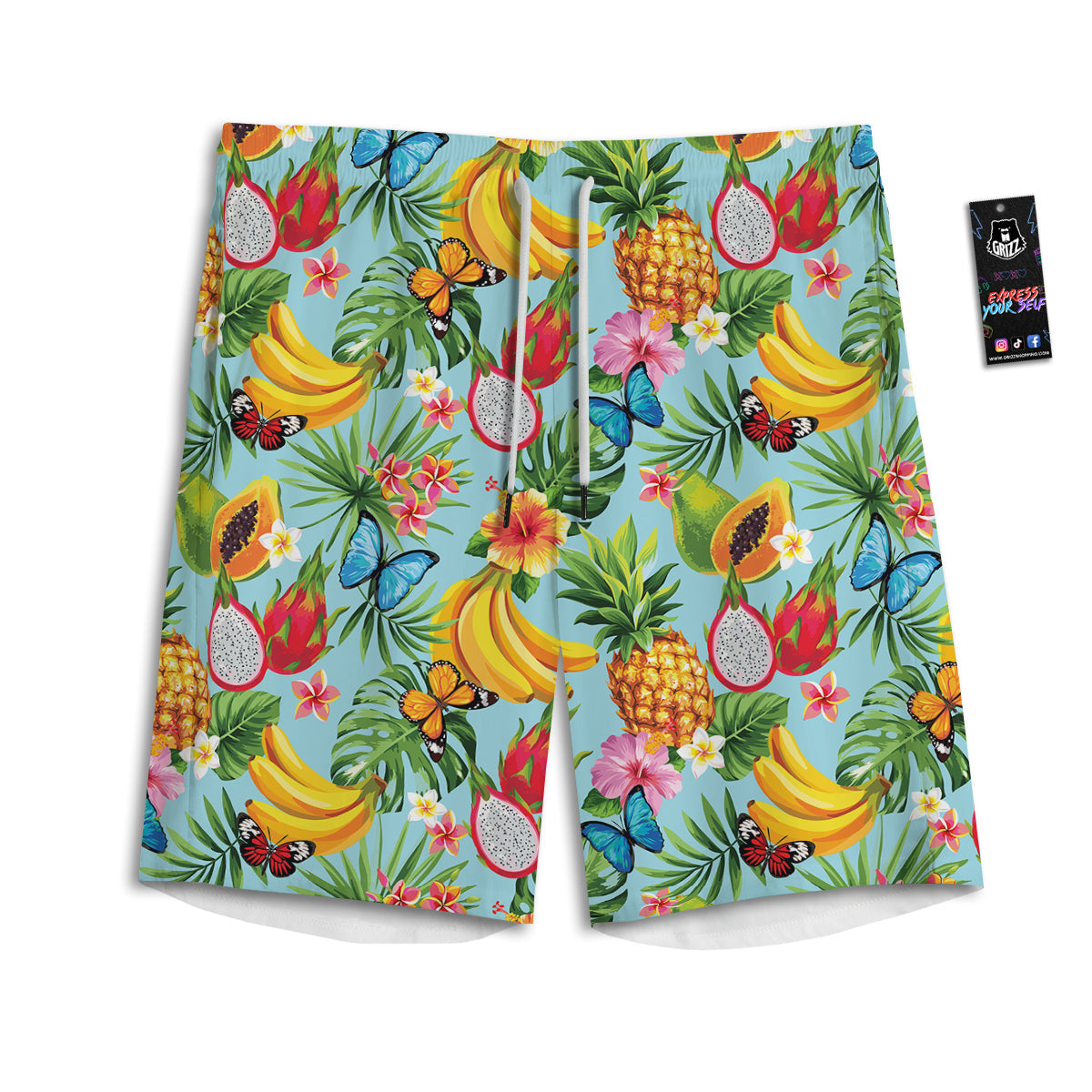 Fruits Jungle Tropical Print Pattern Men's Athletic Shorts-grizzshop