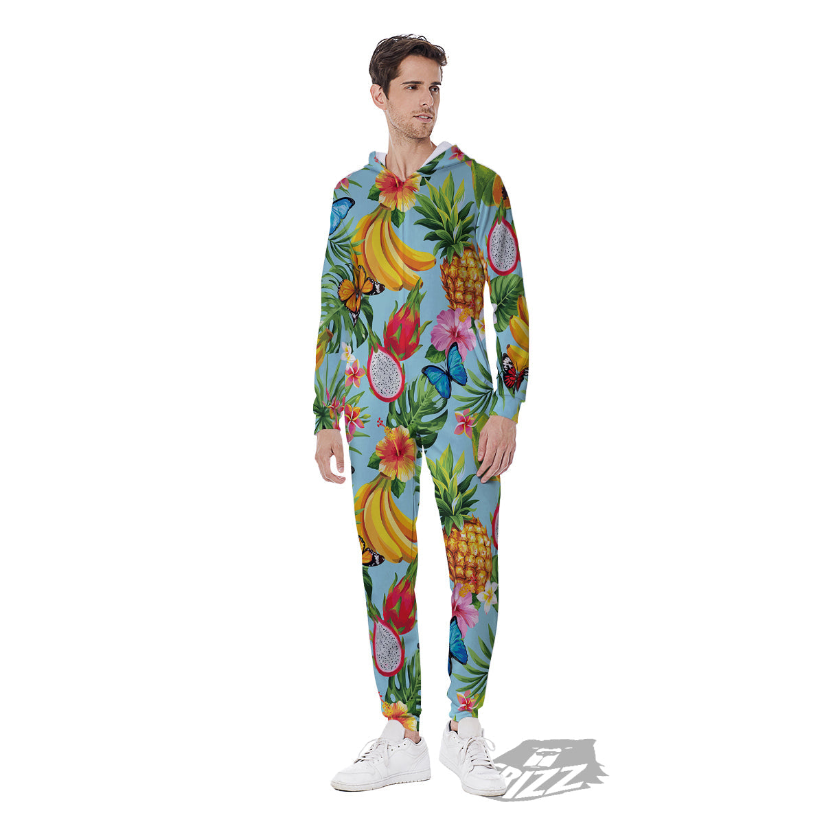 Fruits Jungle Tropical Print Pattern Men's Jumpsuit-grizzshop