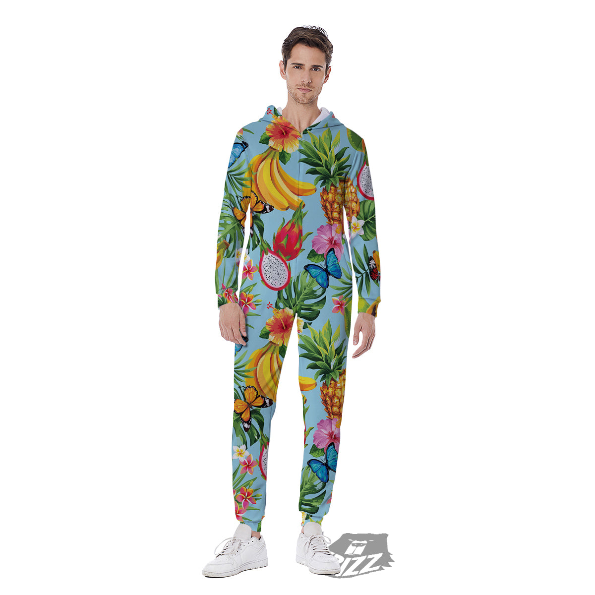 Fruits Jungle Tropical Print Pattern Men's Jumpsuit-grizzshop