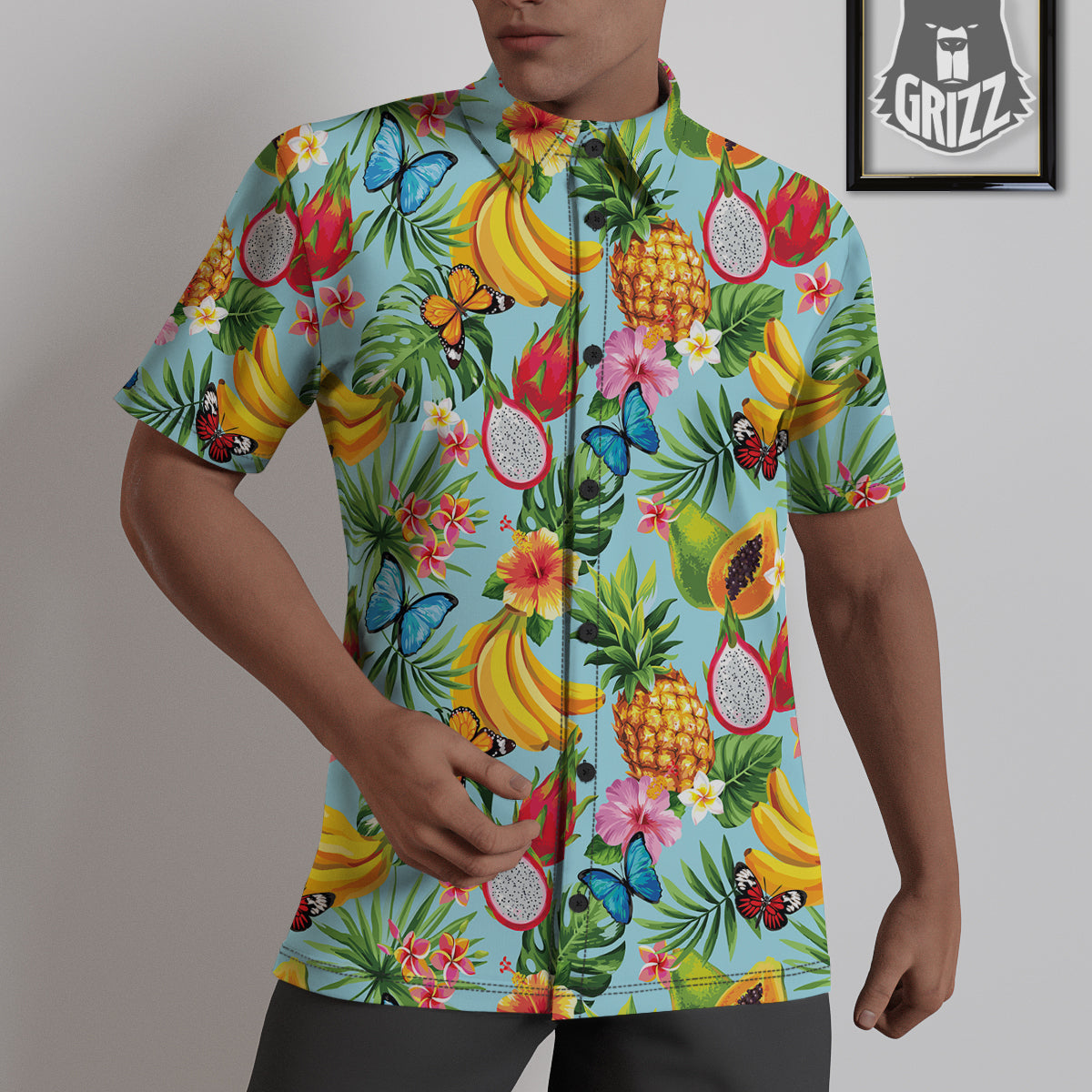 Fruits Jungle Tropical Print Pattern Untucked Shirts-grizzshop