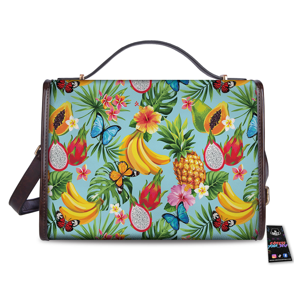 Fruits Jungle Tropical Print Pattern Women's Satchel Bag-grizzshop