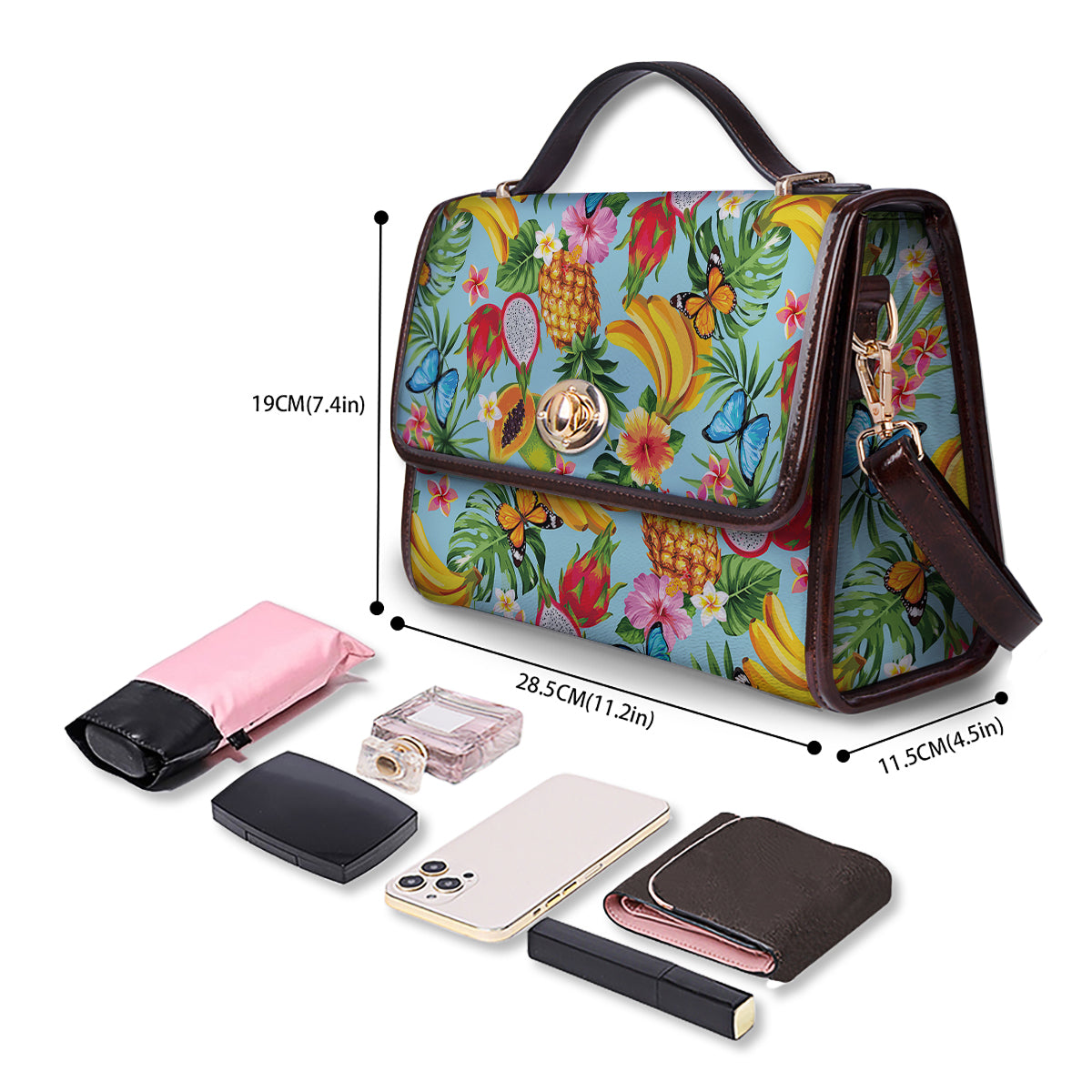 Fruits Jungle Tropical Print Pattern Women's Satchel Bag-grizzshop
