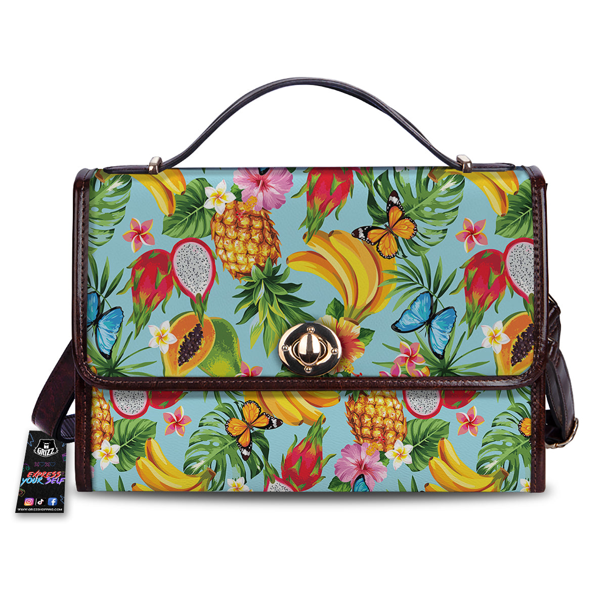 Fruits Jungle Tropical Print Pattern Women's Satchel Bag-grizzshop