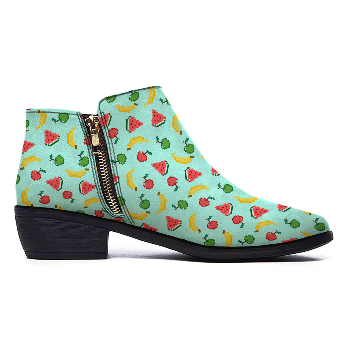 Fruits Pixel Print Pattern Ankle Boots-grizzshop