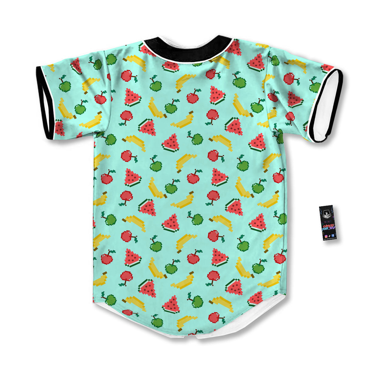 Fruits Pixel Print Pattern Baseball Jersey-grizzshop
