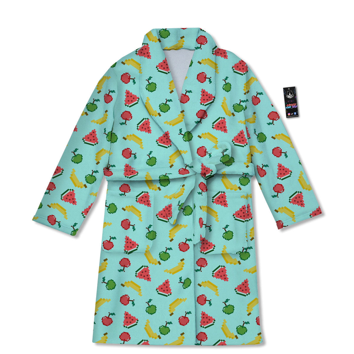 Fruits Pixel Print Pattern Bathrobe-grizzshop