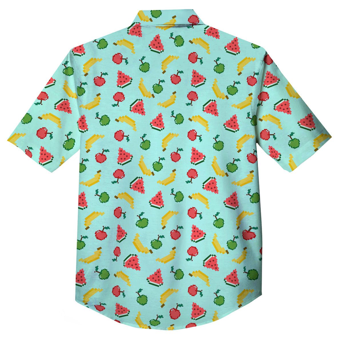 Fruits Pixel Print Pattern Button Up Shirt-grizzshop