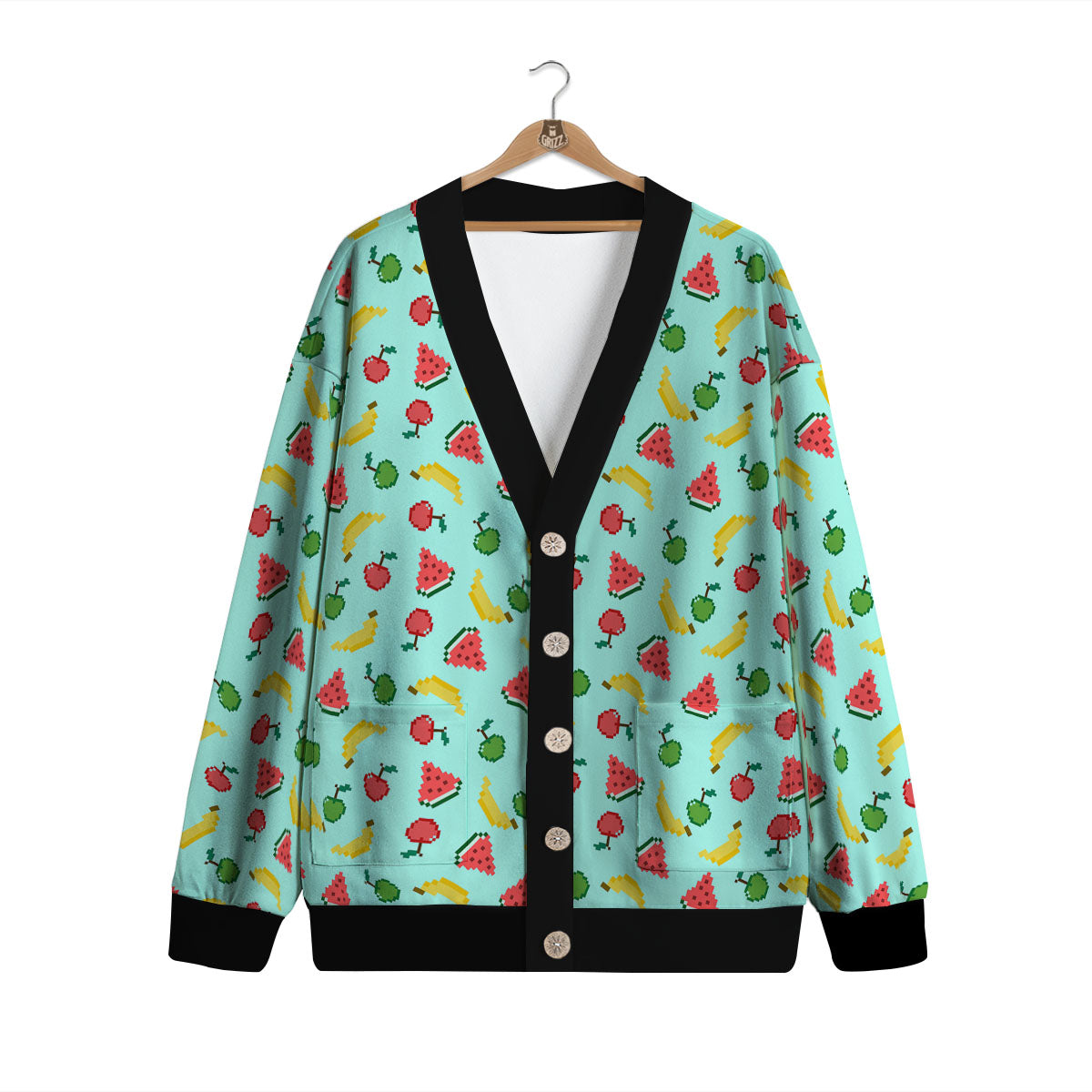 Fruits Pixel Print Pattern Cardigan-grizzshop
