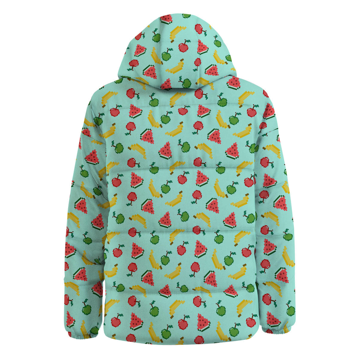 Fruits Pixel Print Pattern Down Jacket-grizzshop