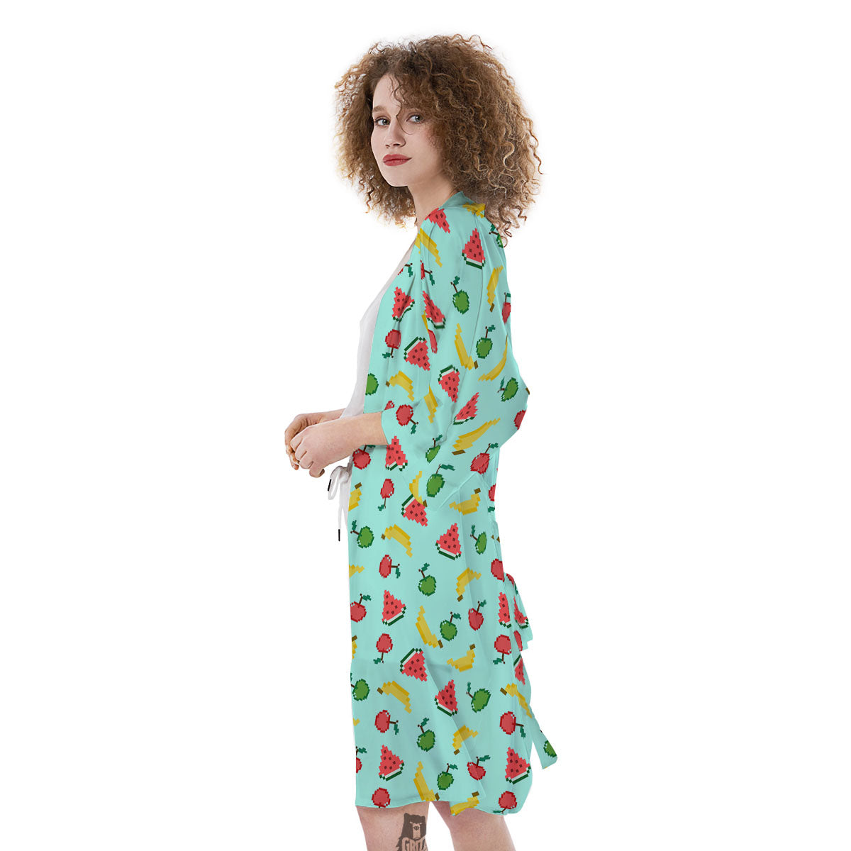 Fruits Pixel Print Pattern Kimono-grizzshop