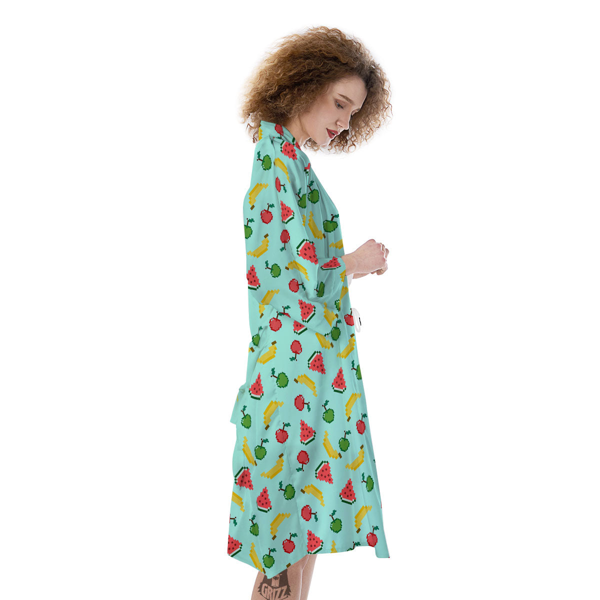 Fruits Pixel Print Pattern Kimono-grizzshop