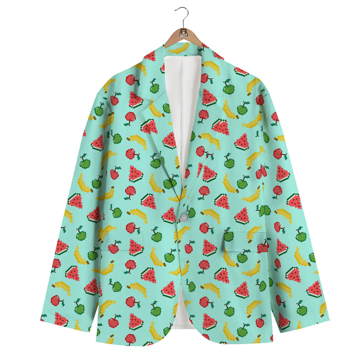 Fruits Pixel Print Pattern Men's Blazer-grizzshop