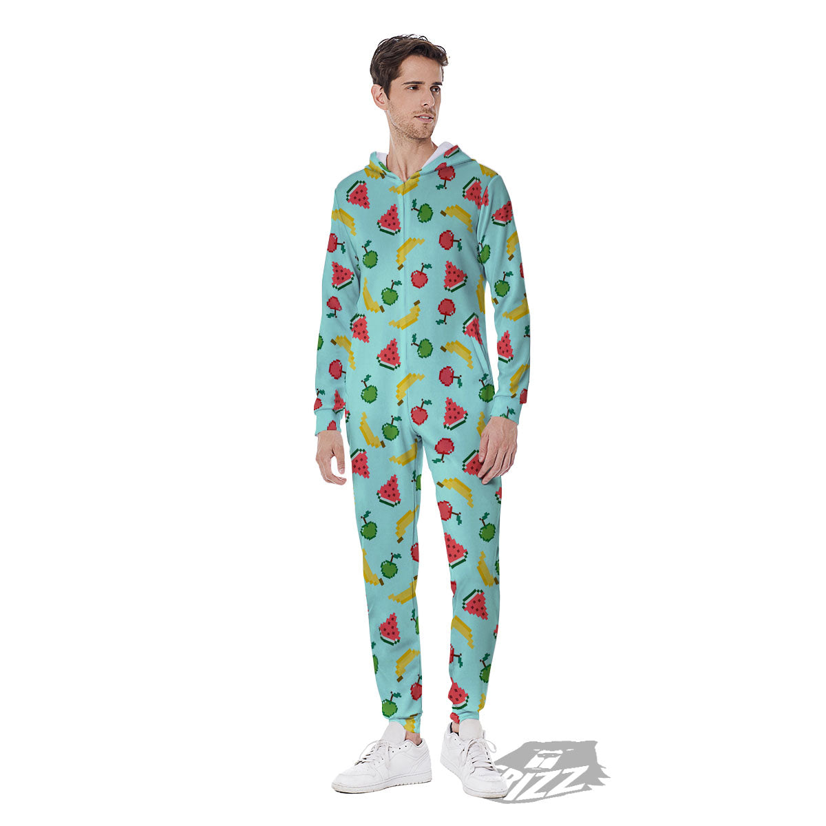 Fruits Pixel Print Pattern Men's Jumpsuit-grizzshop