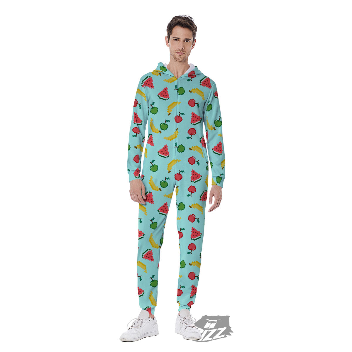 Fruits Pixel Print Pattern Men's Jumpsuit-grizzshop