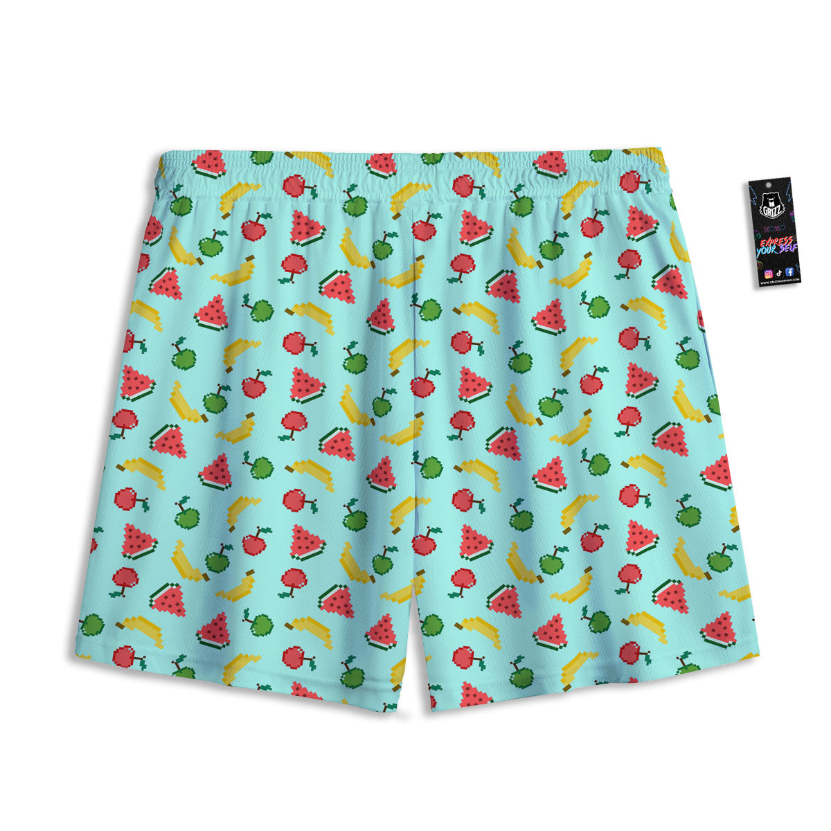Fruits Pixel Print Pattern Mesh Shorts-grizzshop