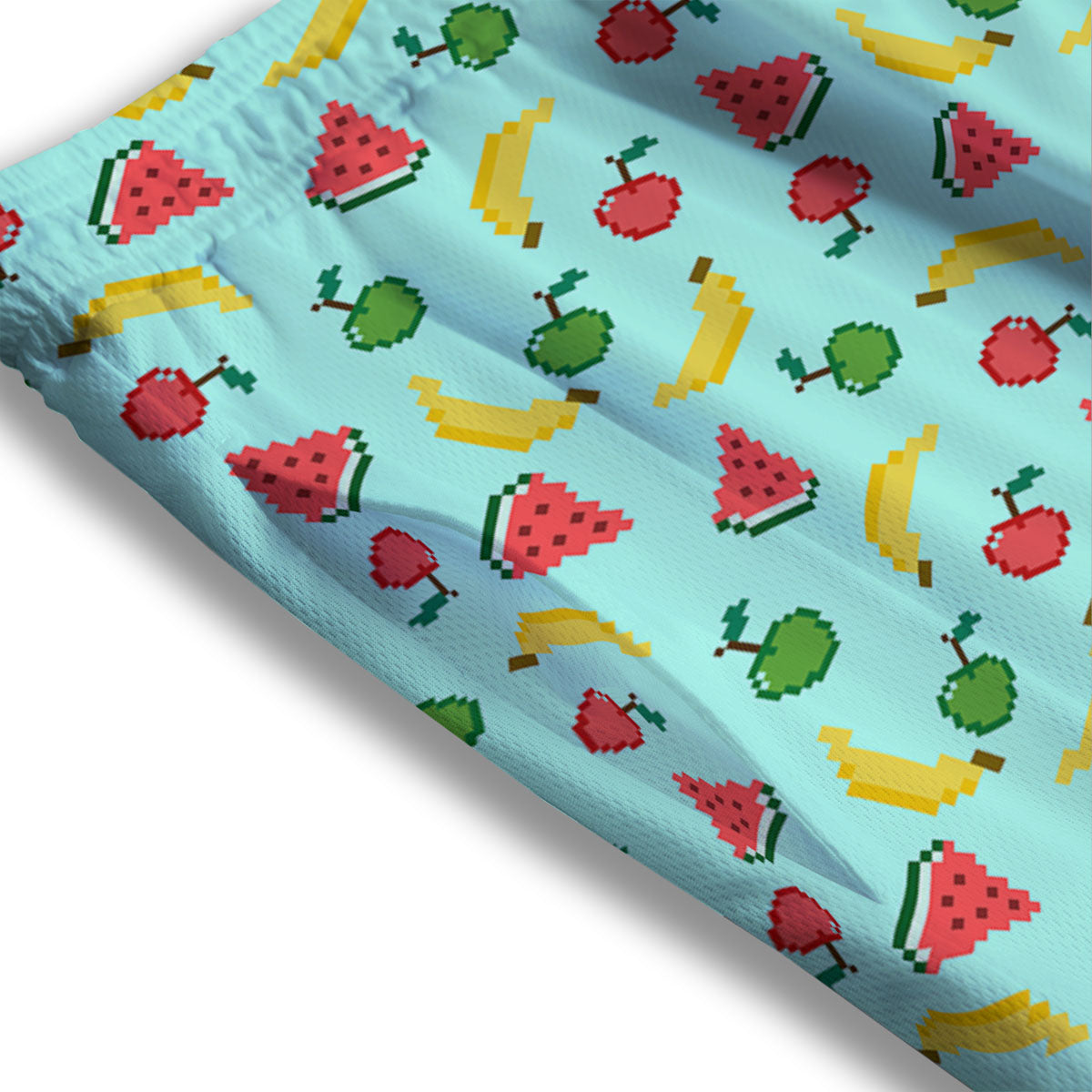 Fruits Pixel Print Pattern Mesh Shorts-grizzshop