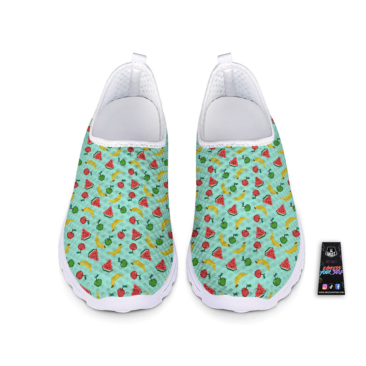 Fruits Pixel Print Pattern Nurse Shoes-grizzshop