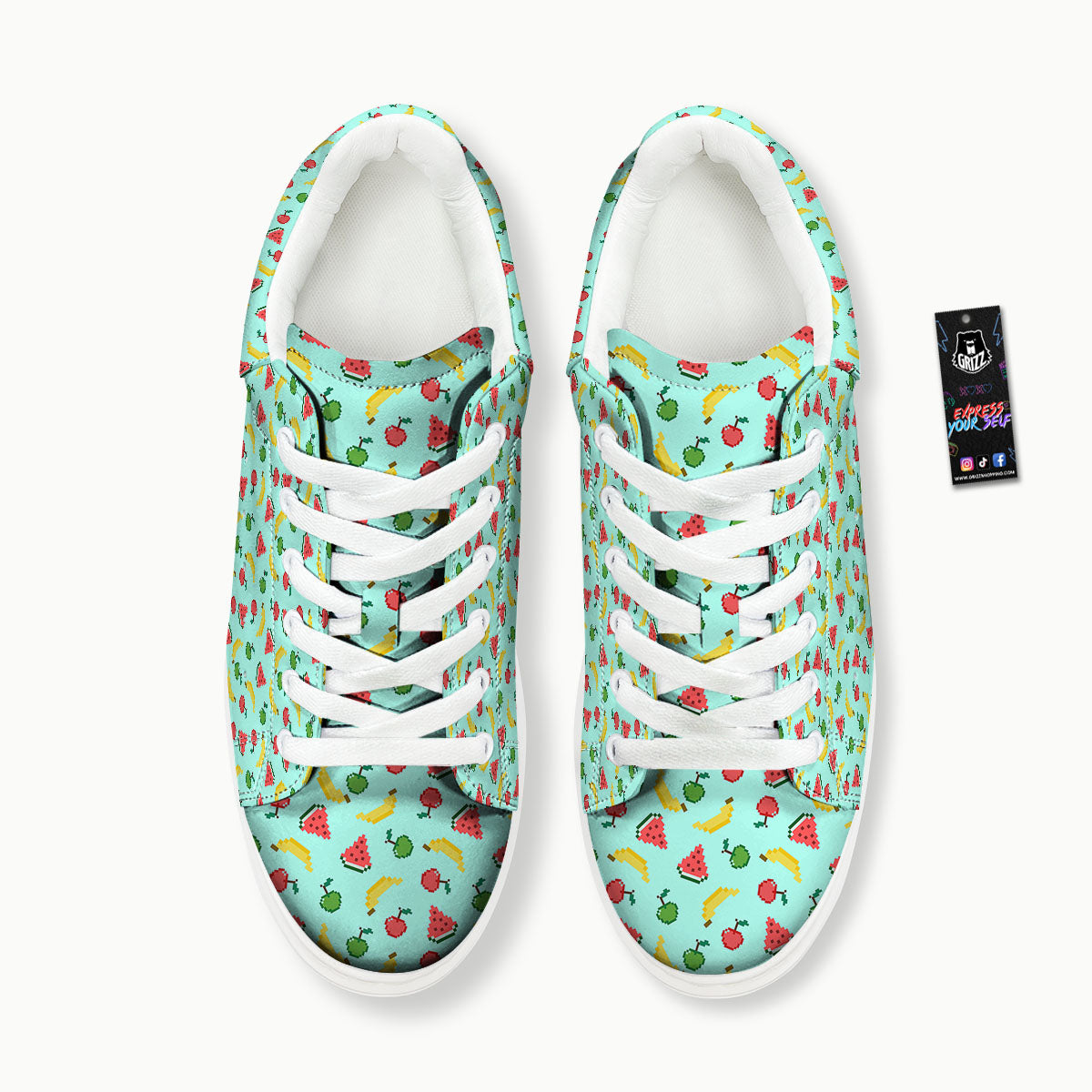 Fruits Pixel Print Pattern Platform Shoes-grizzshop