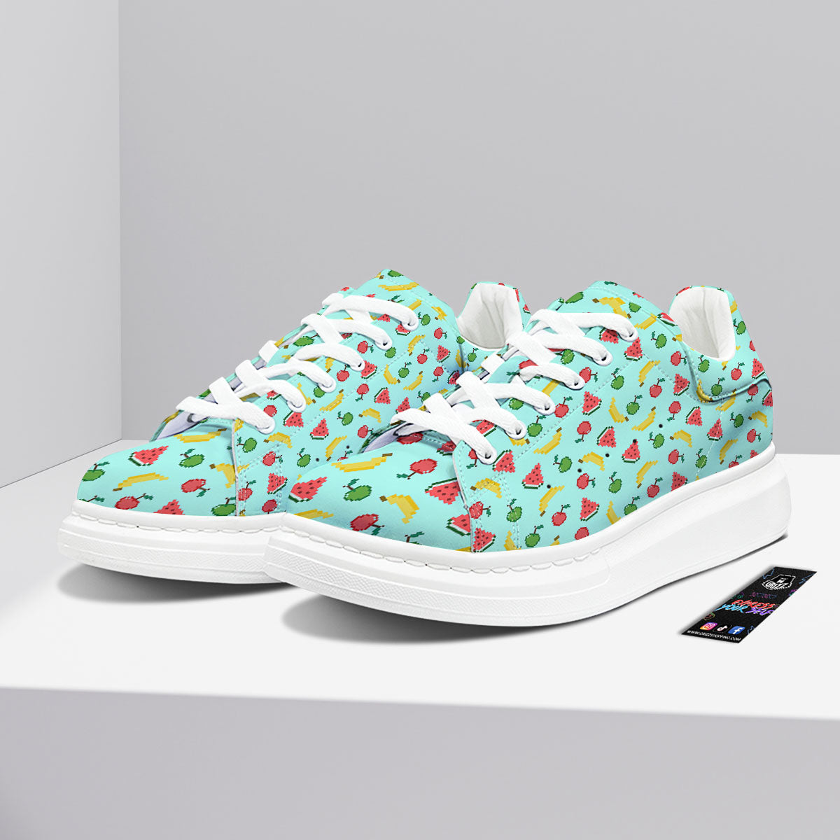 Fruits Pixel Print Pattern Platform Shoes-grizzshop