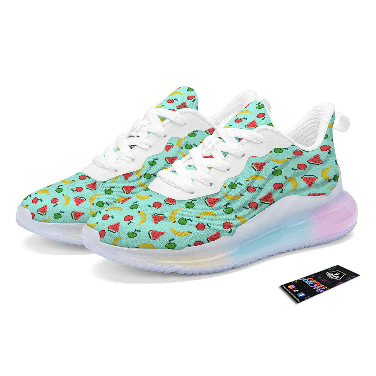 Fruits Pixel Print Pattern Running Sneakers-grizzshop