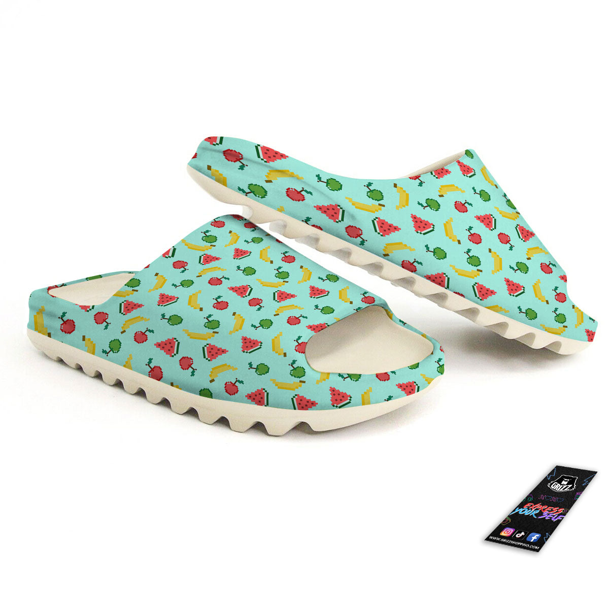 Fruits Pixel Print Pattern Sandals-grizzshop
