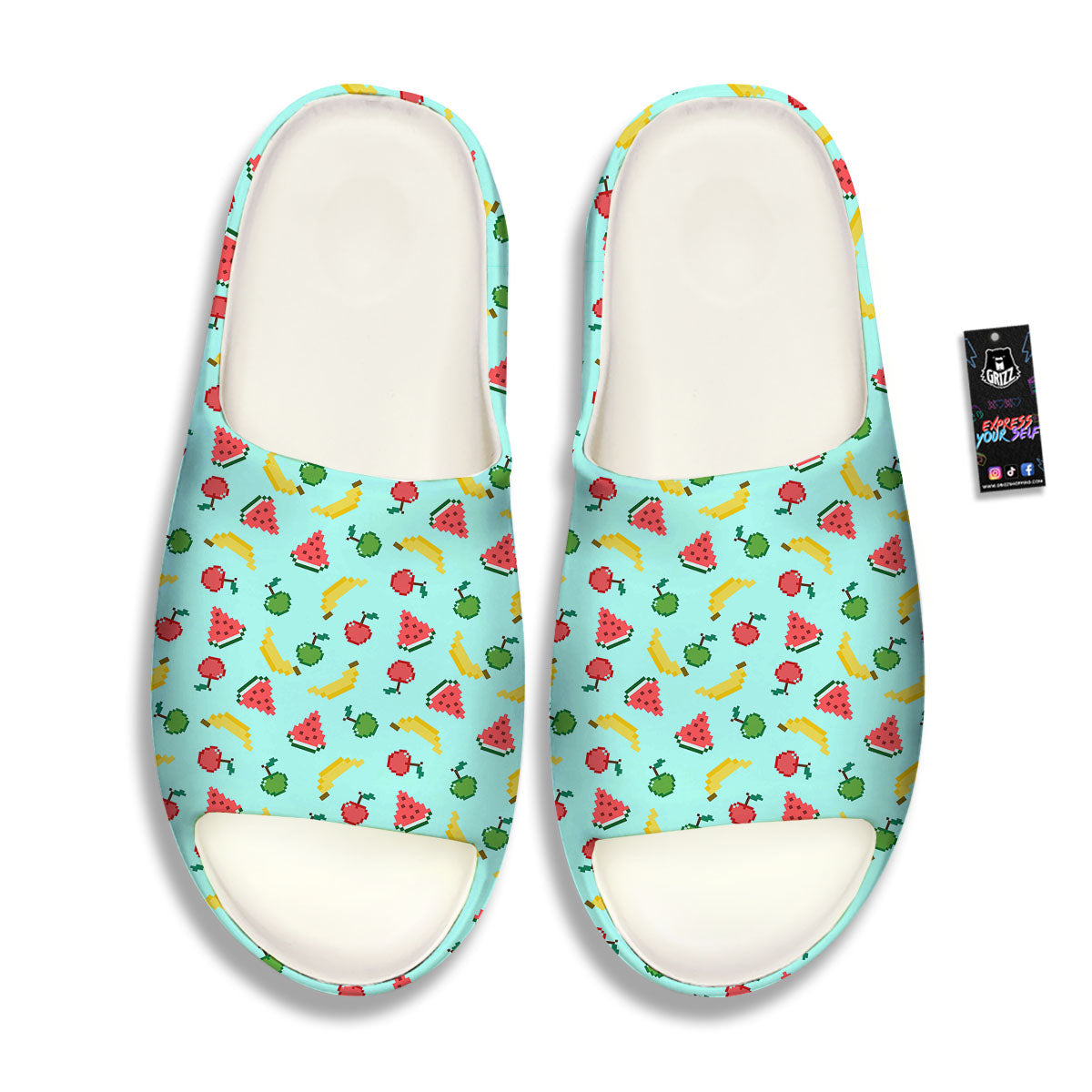 Fruits Pixel Print Pattern Sandals-grizzshop