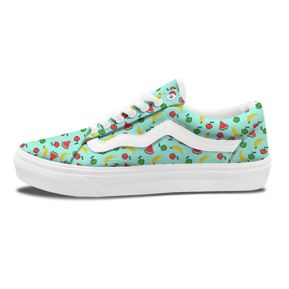 Fruits Pixel Print Pattern Skate Shoes-grizzshop