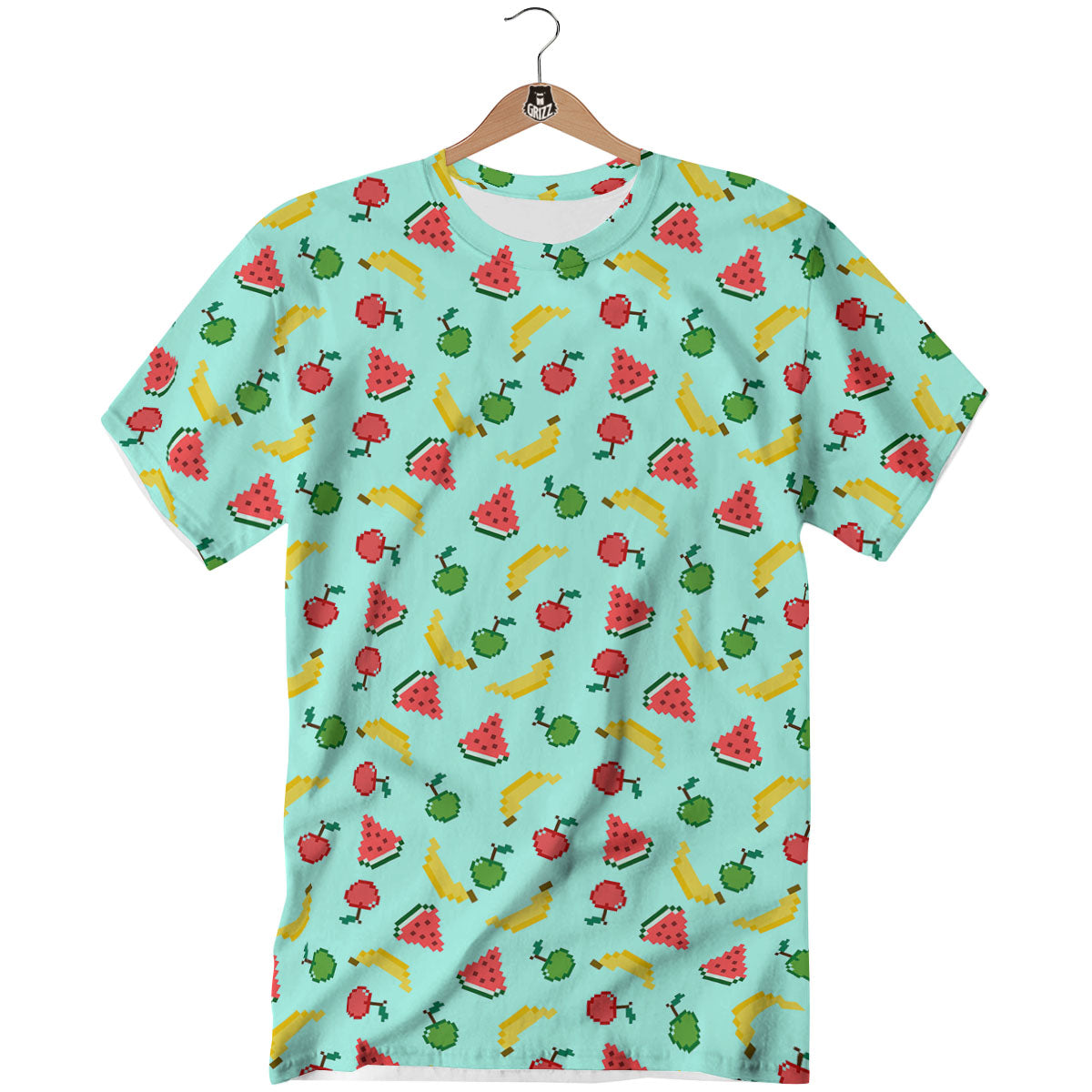 Fruits Pixel Print Pattern T-Shirt-grizzshop