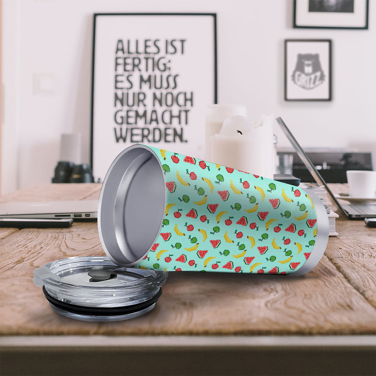 Fruits Pixel Print Pattern Tumbler-grizzshop