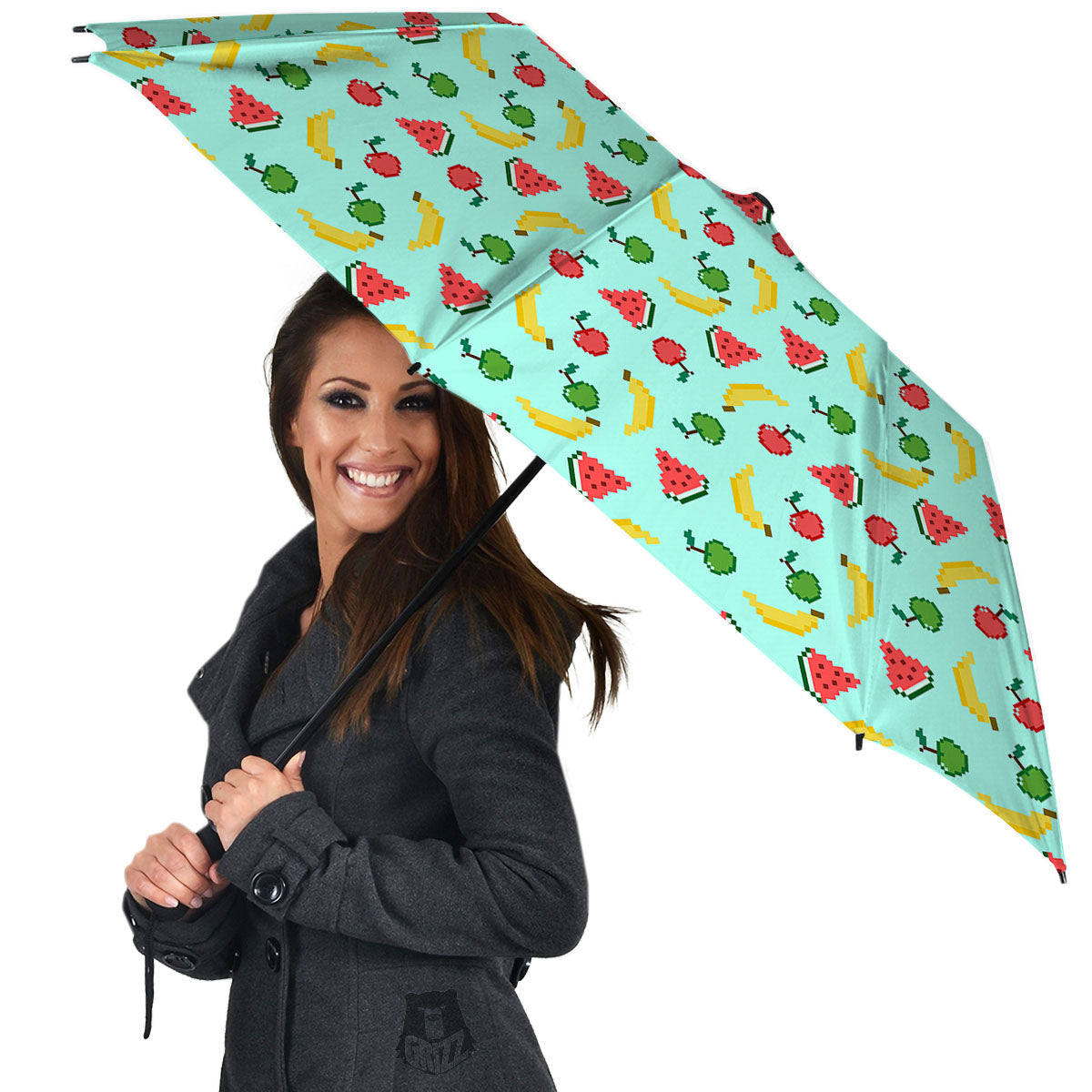 Fruits Pixel Print Pattern Umbrella-grizzshop