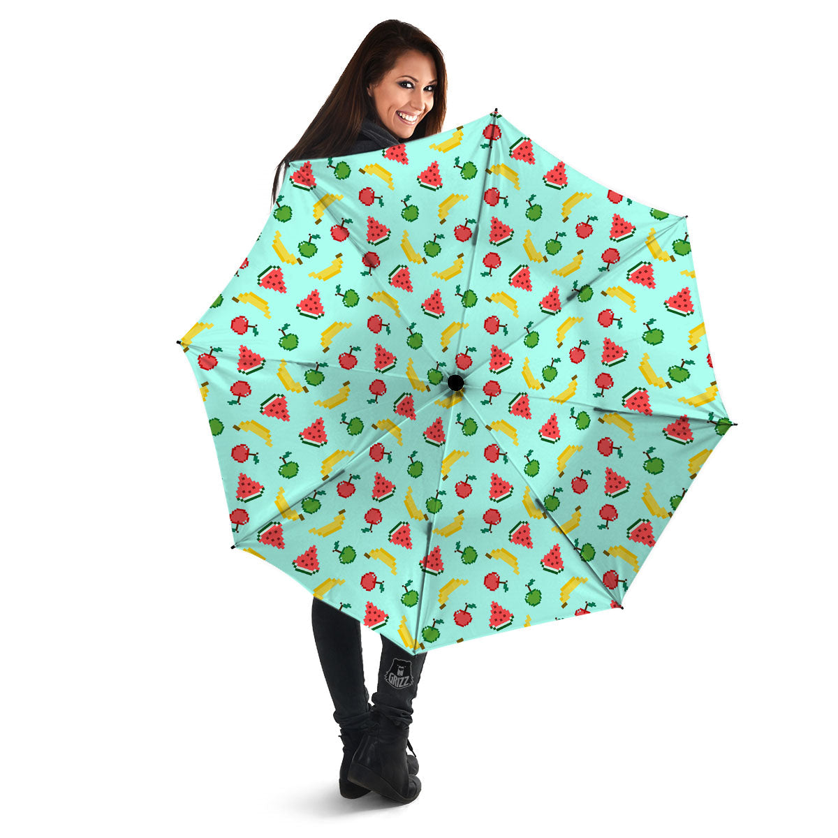 Fruits Pixel Print Pattern Umbrella-grizzshop