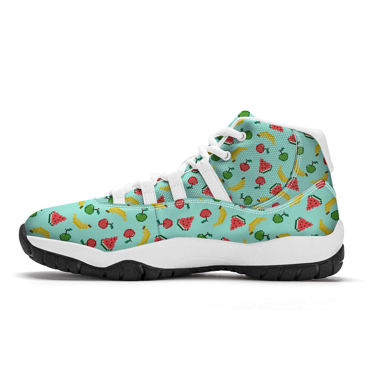Fruits Pixel Print Pattern White Bball Shoes-grizzshop