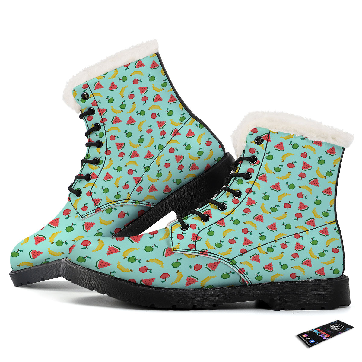 Fruits Pixel Print Pattern Winter Boots-grizzshop