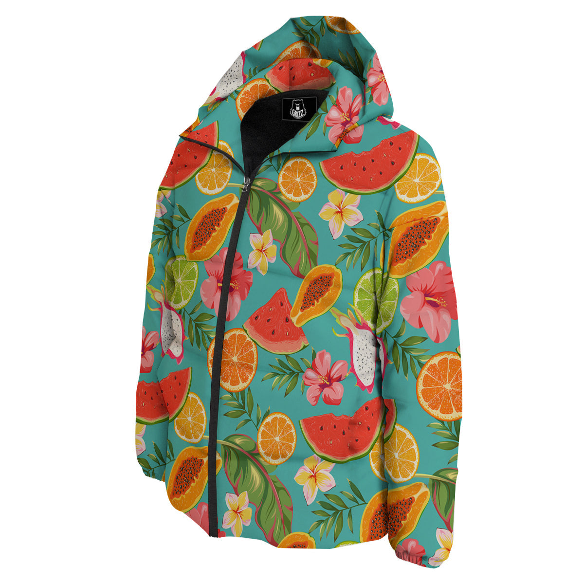 Fruits Tropical Paradise Print Pattern Down Jacket-grizzshop