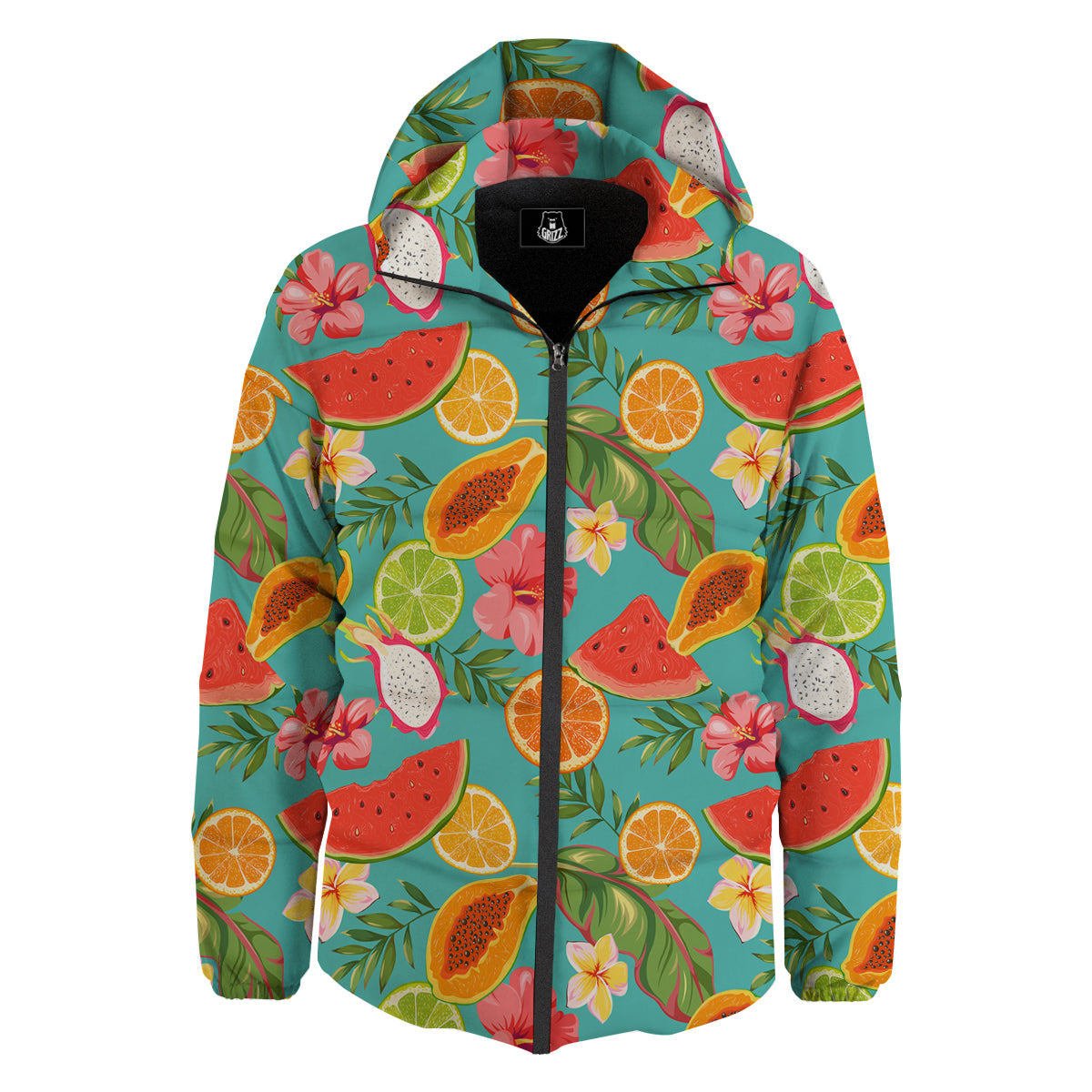 Fruits Tropical Paradise Print Pattern Down Jacket-grizzshop