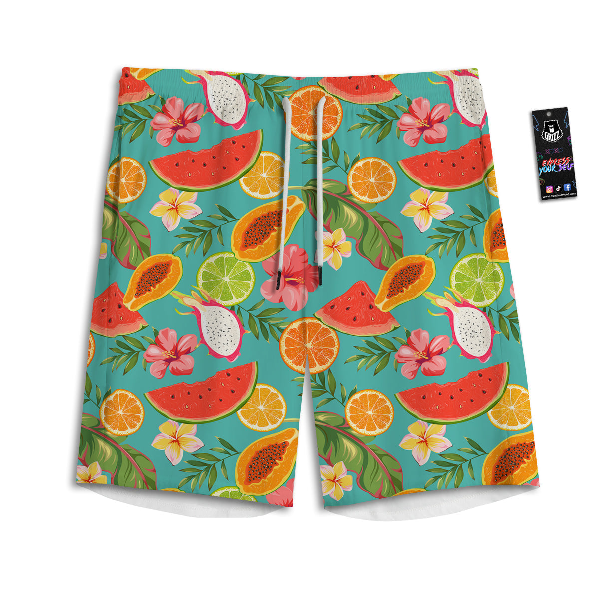 Fruits Tropical Paradise Print Pattern Men's Athletic Shorts-grizzshop