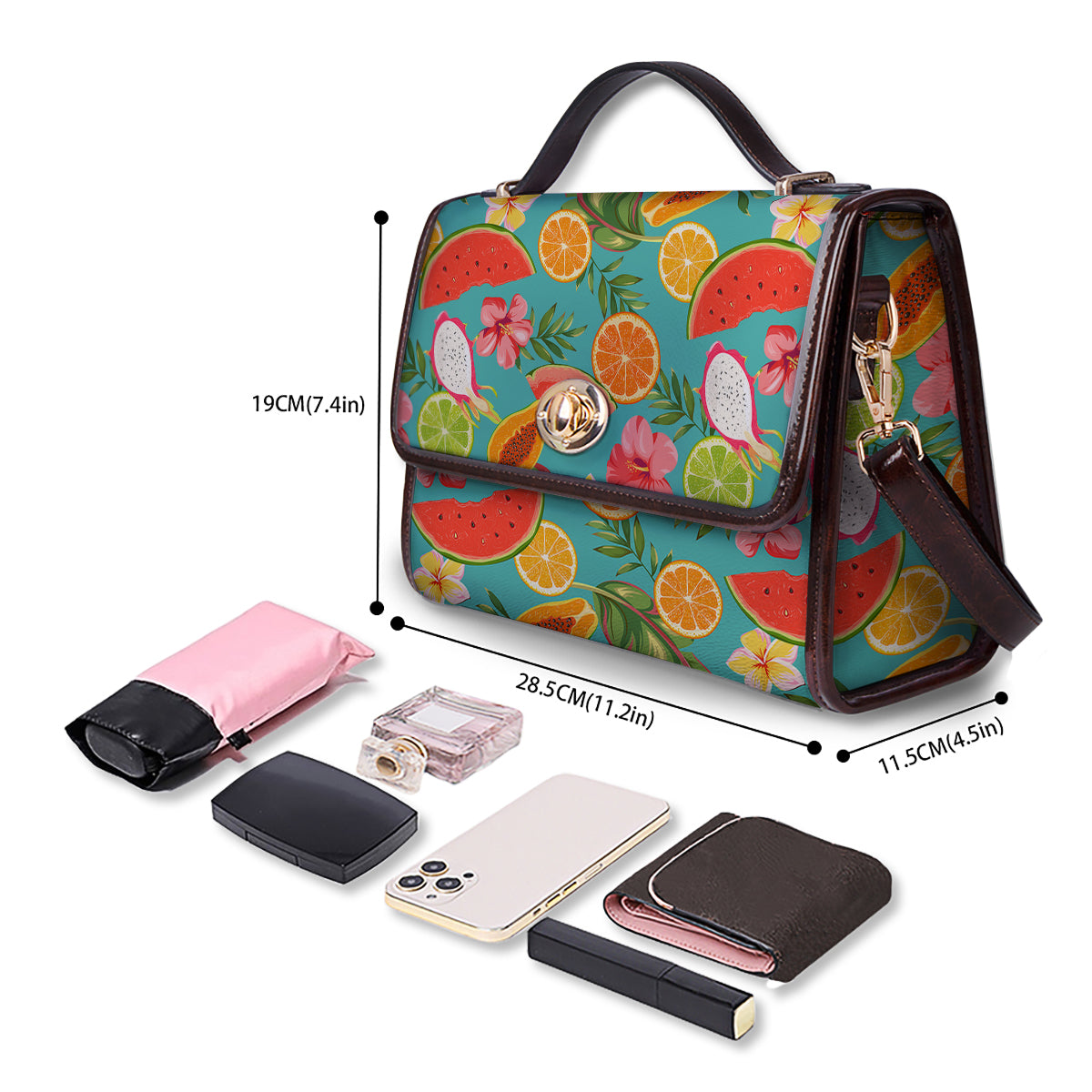 Fruits Tropical Paradise Print Pattern Women's Satchel Bag-grizzshop