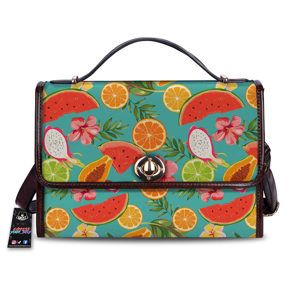 Fruits Tropical Paradise Print Pattern Women's Satchel Bag-grizzshop