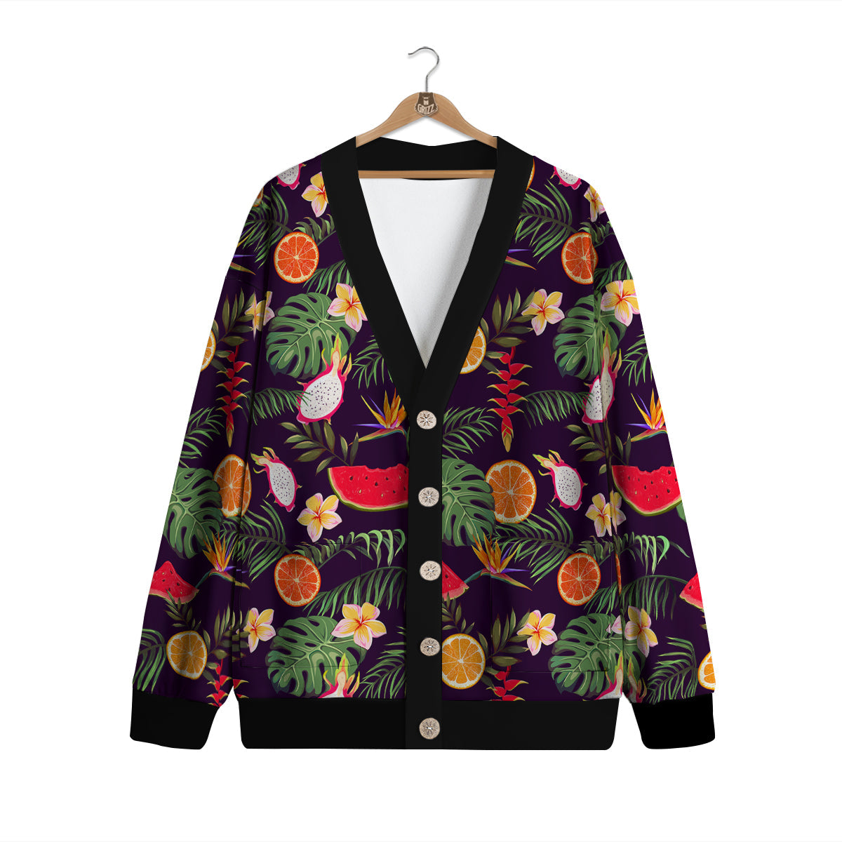 Fruits Tropical Print Pattern Cardigan-grizzshop
