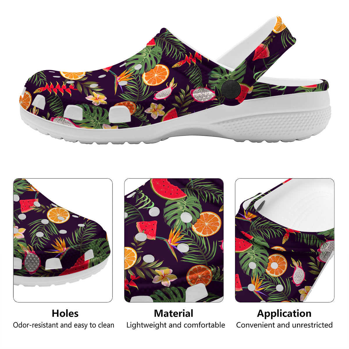 Fruits Tropical Print Pattern Clog-grizzshop