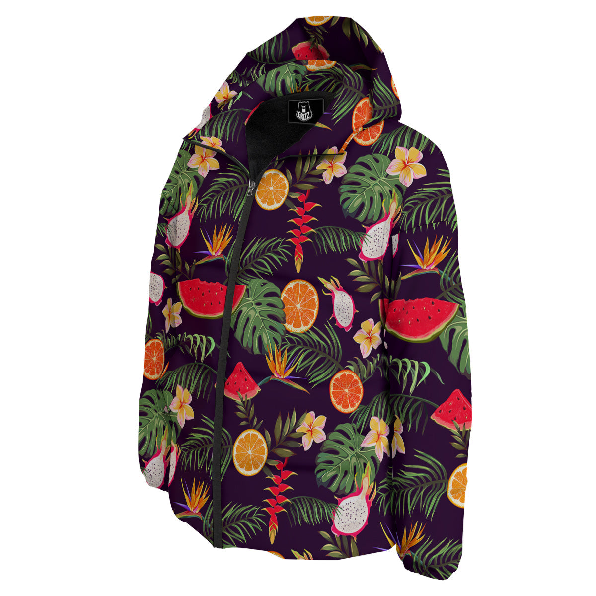 Fruits Tropical Print Pattern Down Jacket-grizzshop