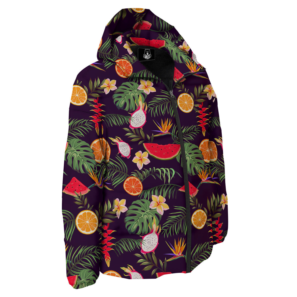 Fruits Tropical Print Pattern Down Jacket-grizzshop