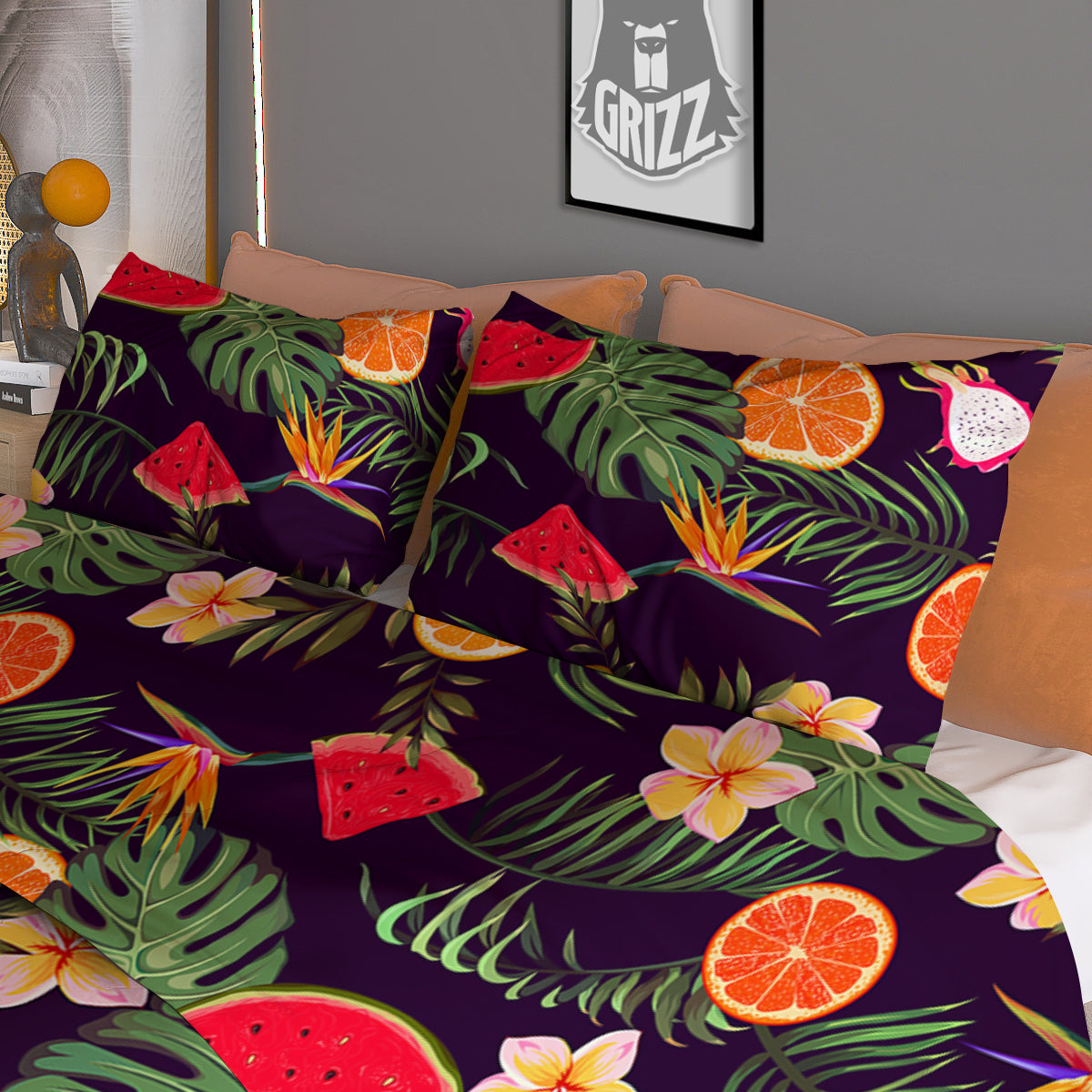 Fruits Tropical Print Pattern Duvet Cover Bedding Set-grizzshop