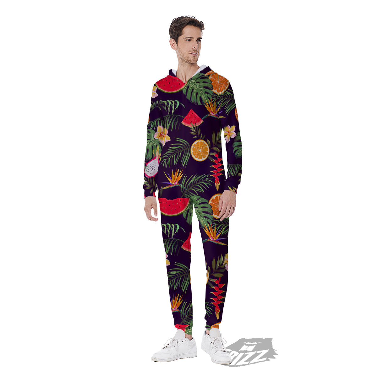 Fruits Tropical Print Pattern Men's Jumpsuit-grizzshop